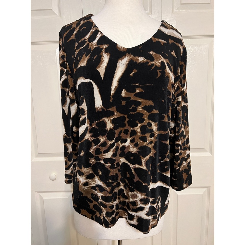 Chico’s Travelers animal print top.